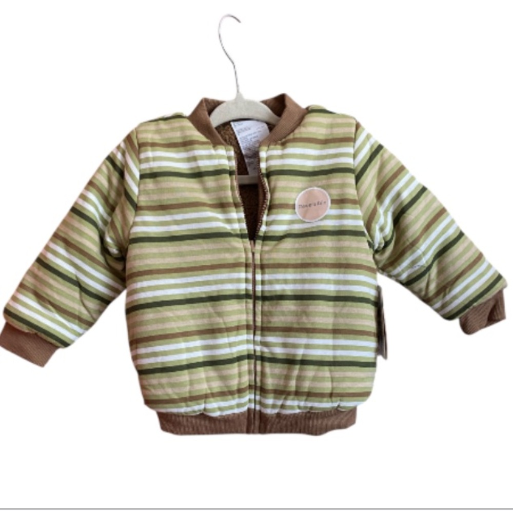 ⭐️First Impressions reversible striped jacket Faux Sherpa NWT Size 18 months